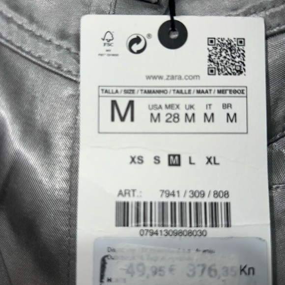 Zara silver satin cargo pants - Picture 4 of 4